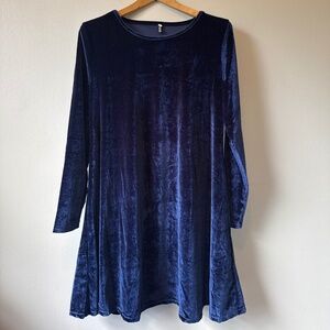 BKMGC Blue faux velvet dress